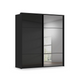 Rauch Heaven 2 Door Slider Wardrobe with 1 Glass Door, 1 Mirror Door and Lights in Black