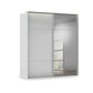 Rauch Heaven 2 Door Slider Wardrobe with 1 Glass Door, 1 Mirror Door and Lights in Silk Grey