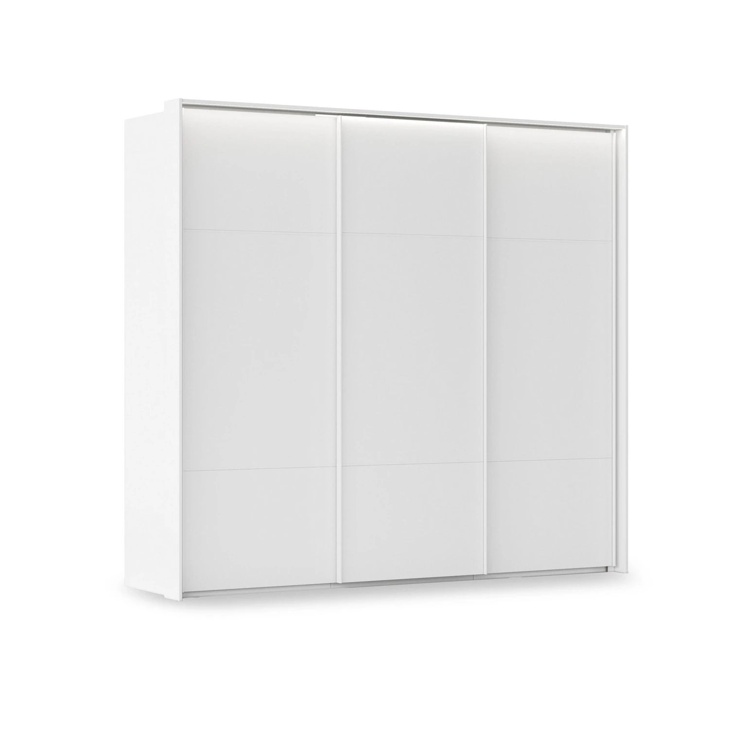 Rauch Haven 3 Door Slider Wardrobe with Décor Doors and Lights in White