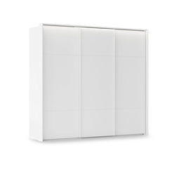 Rauch Haven 3 Door Slider Wardrobe with Décor Doors and Lights in White