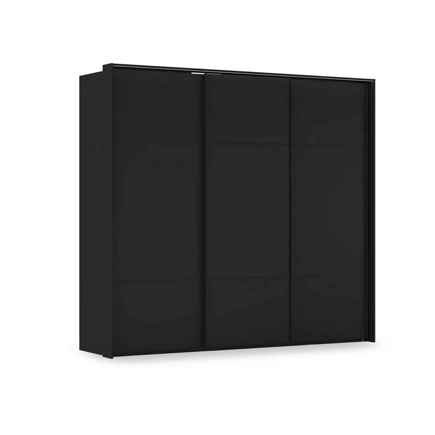 Rauch Haven 3 Door Slider Wardrobe with Décor Doors and Lights in Black