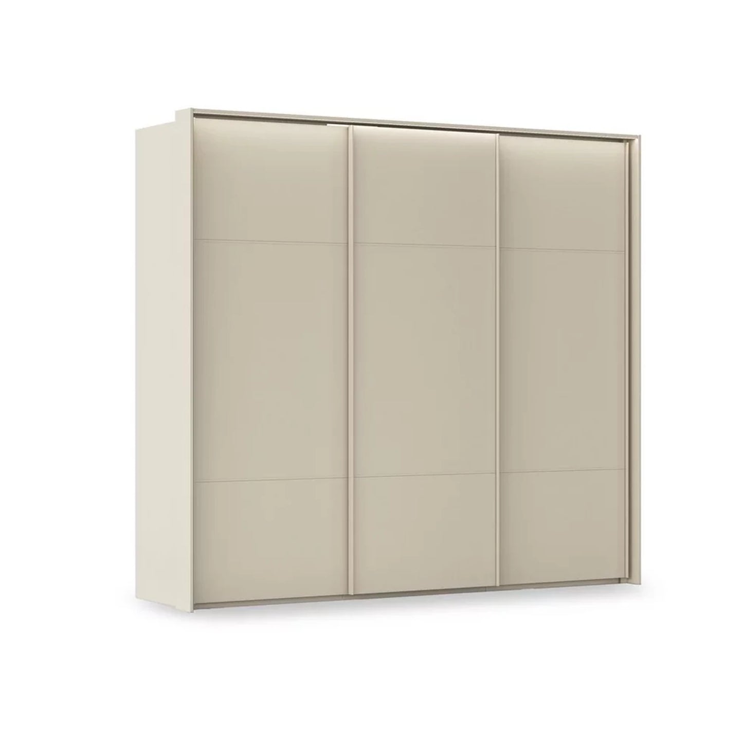 Rauch Haven 3 Door Slider Wardrobe with Décor Doors and Lights in Champagne