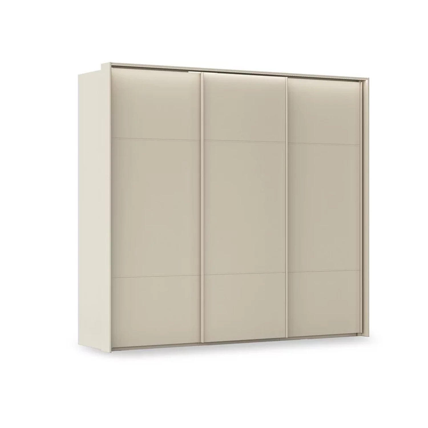 Rauch Haven 3 Door Slider Wardrobe with Décor Doors and Lights in Champagne