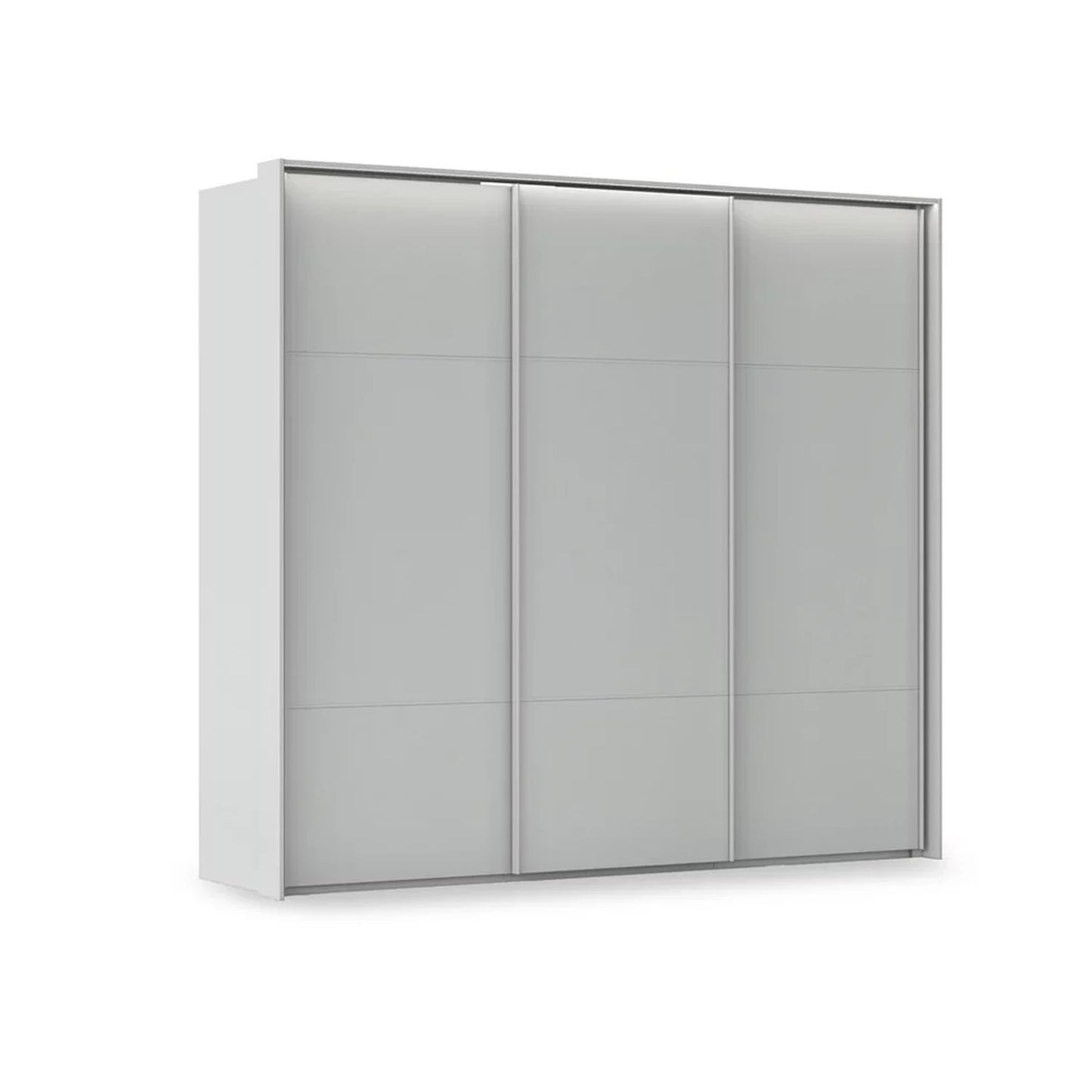 Rauch Haven 3 Door Slider Wardrobe with Décor Doors and Lights in Silk Grey