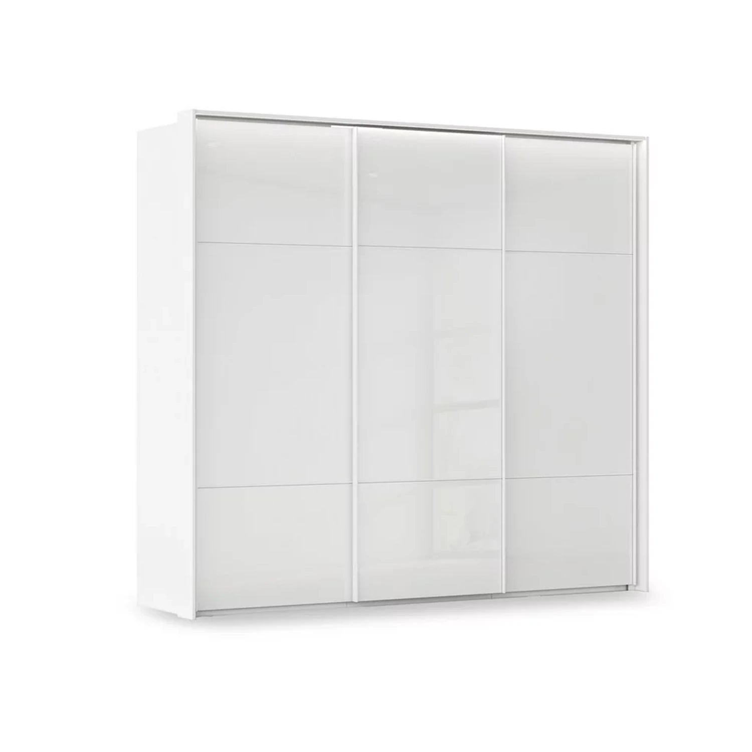 Rauch Haven 3 Door Slider Wardrobe with Glass Doors and Lights in White