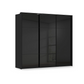 Rauch Haven 3 Door Slider Wardrobe with Glass Doors and Lights in Black
