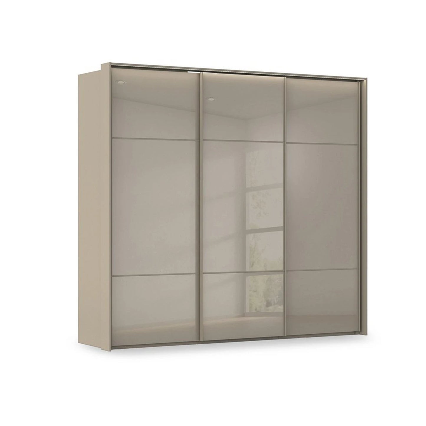 Rauch Haven 3 Door Slider Wardrobe with Glass Doors and Lights in Fango