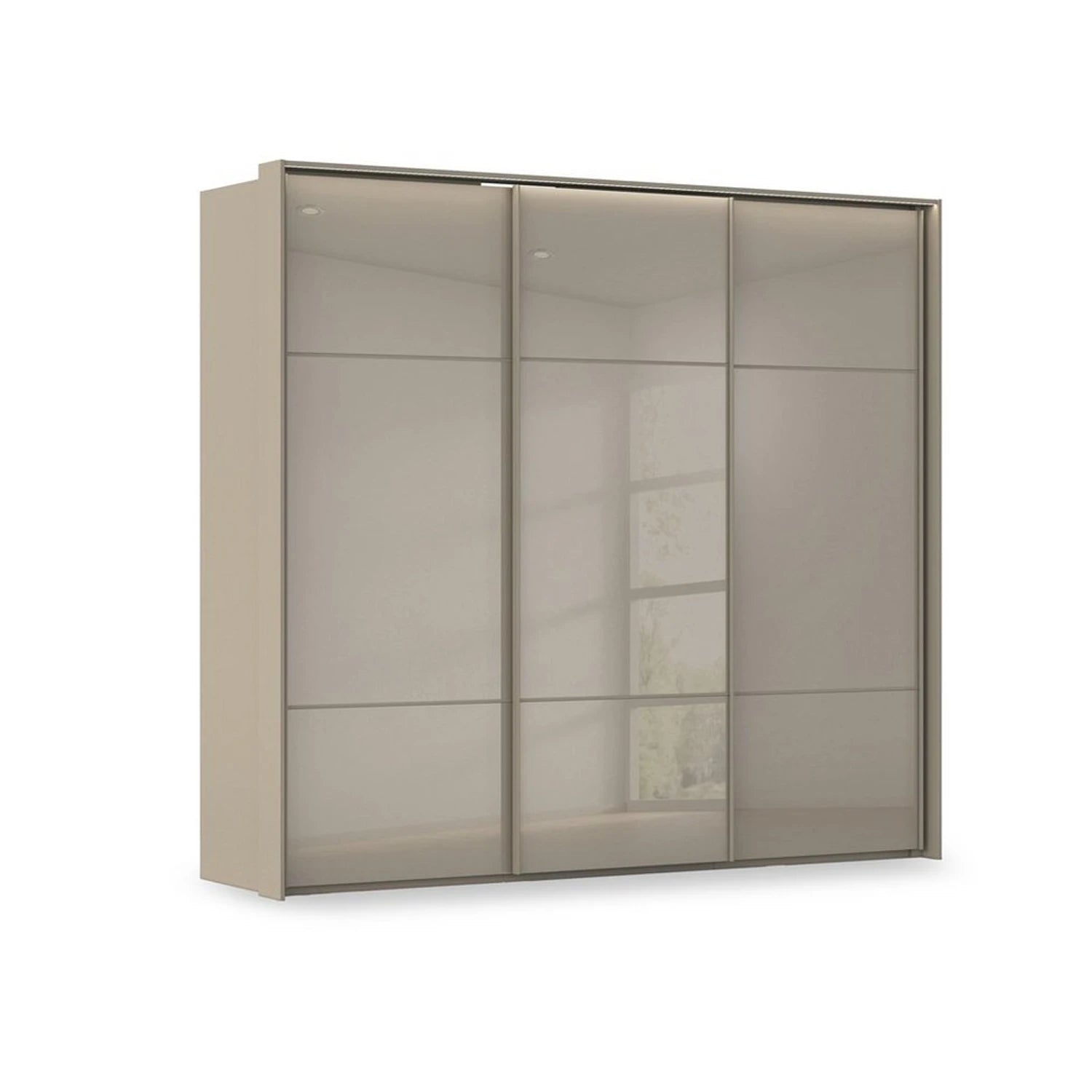 Rauch Haven 3 Door Slider Wardrobe with Glass Doors and Lights in Fango