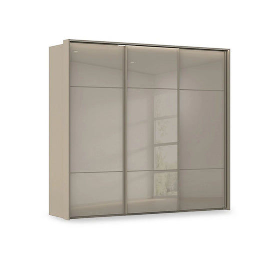 Rauch Haven 3 Door Slider Wardrobe with Glass Doors and Lights in Fango