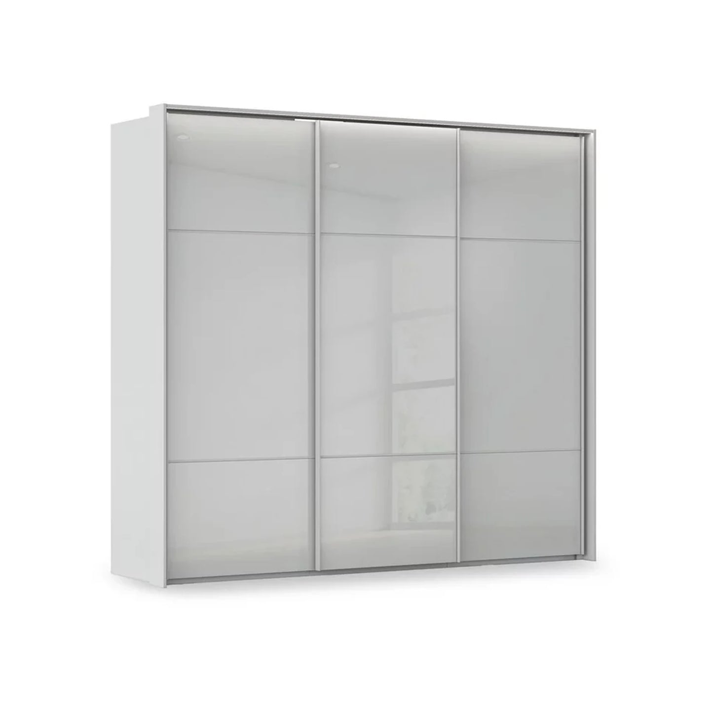 Rauch Haven 3 Door Slider Wardrobe with Glass Doors and Lights in Silk Grey