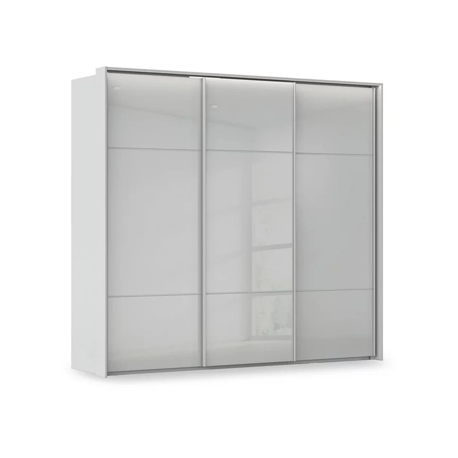 Rauch Haven 3 Door Slider Wardrobe with Glass Doors and Lights in Silk Grey