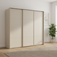 Rauch Heaven 240cm 3 Door Slider Wardrobe with Décor Doors in Champagne styled in a modern bedroom