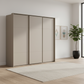 Rauch Heaven 240cm 3 Door Slider Wardrobe with Décor Doors in Fango styled in a modern bedroom
