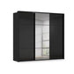 Rauch Heaven 3 Door Slider Wardrobe with 2 Glass Doors and 1 Mirror Door in Black
