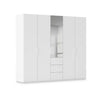 Rauch Haven 5 Door Combi Décor Wardrobe with 4 Décor Doors and 1 Mirror Door in White