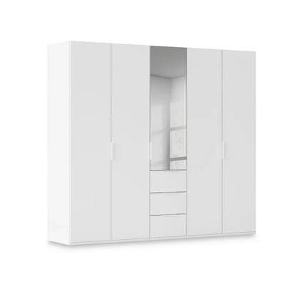 Rauch Haven 5 Door Combi Décor Wardrobe with 4 Décor Doors and 1 Mirror Door in White