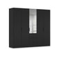 Rauch Haven 5 Door Combi Décor Wardrobe with 4 Décor Doors and 1 Mirror Door in Black