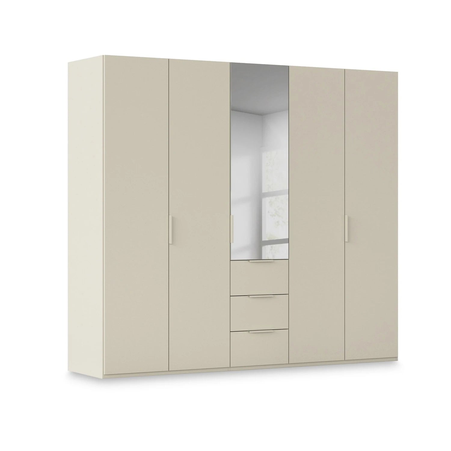 Rauch Haven 5 Door Combi Décor Wardrobe with 4 Décor Doors and 1 Mirror Door in Champagne