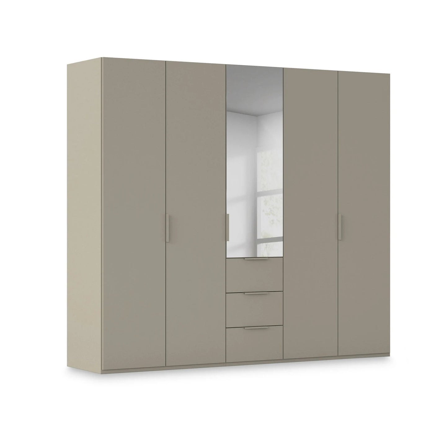Rauch Haven 5 Door Combi Décor Wardrobe with 4 Décor Doors and 1 Mirror Door in Fango