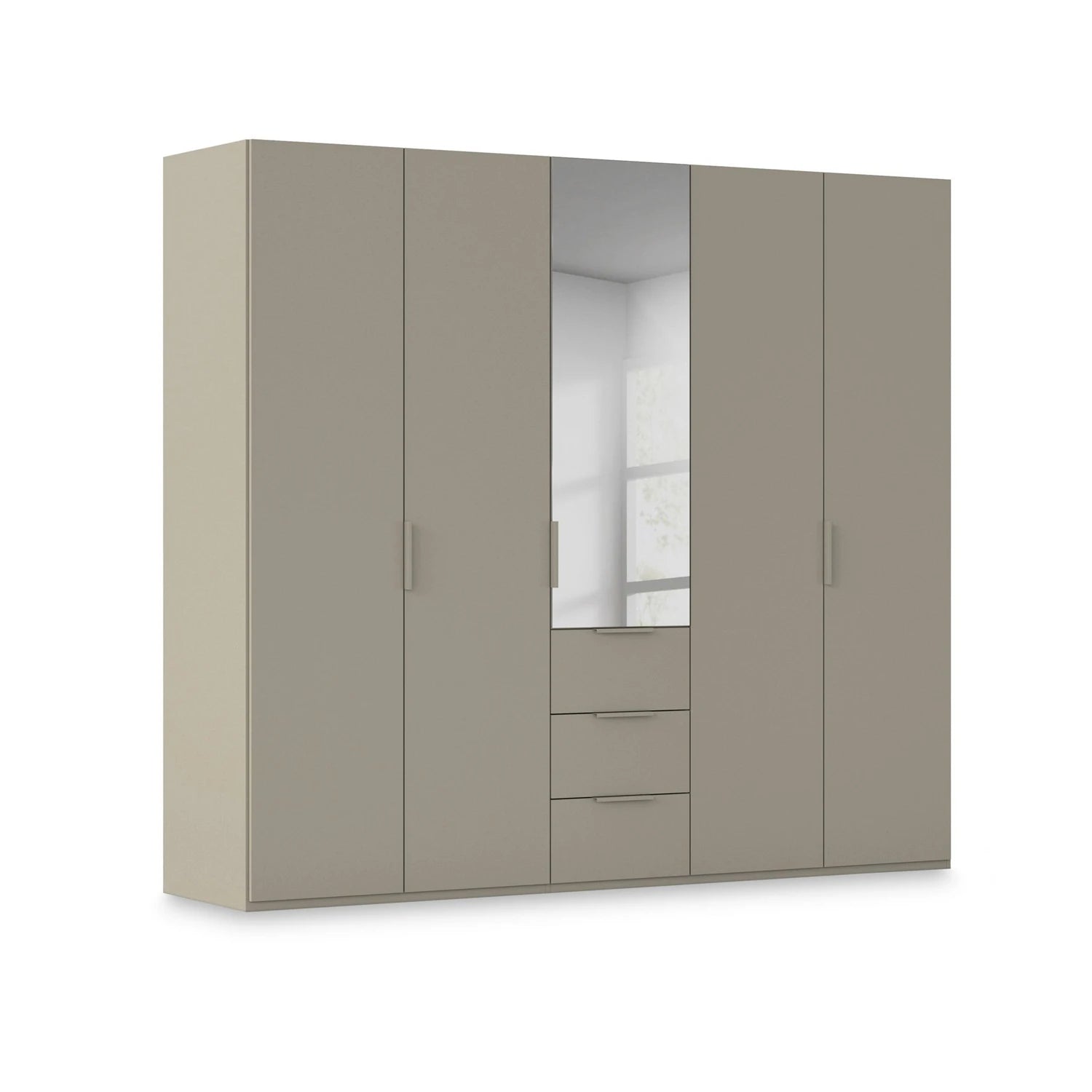 Rauch Haven 5 Door Combi Décor Wardrobe with 4 Décor Doors and 1 Mirror Door in Fango