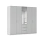 Rauch Haven 5 Door Combi Décor Wardrobe with 4 Décor Doors and 1 Mirror Door in Silk Grey