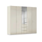 Rauch Haven 5 Door Combi Wardrobe with 4 Glass Doors and 1 Mirror Door in Champagne