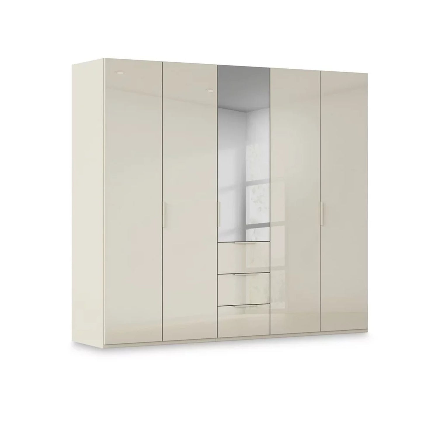 Rauch Haven 5 Door Combi Wardrobe with 4 Glass Doors and 1 Mirror Door in Champagne