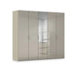Rauch Haven 5 Door Combi Wardrobe with 4 Glass Doors and 1 Mirror Door in Fango