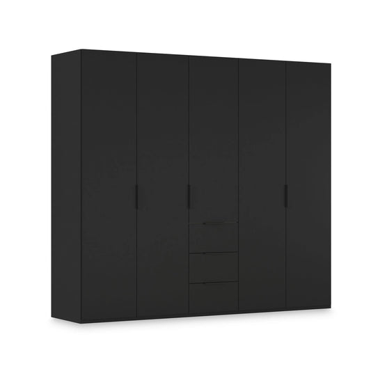 Rauch Haven 5 Door Combi Wardrobe with Décor Doors in Black