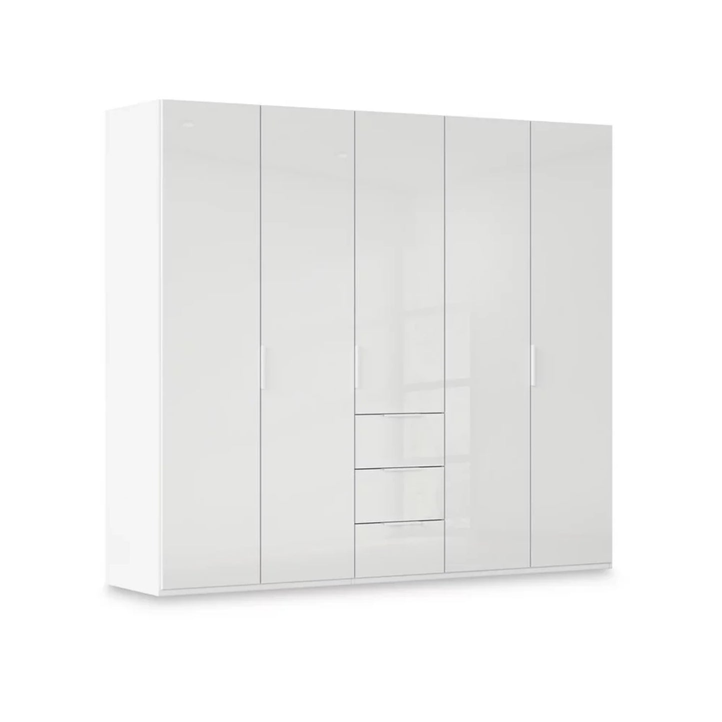 Rauch Haven 251cm 5 Door Combi Wardrobe with Glass Doors in Wite