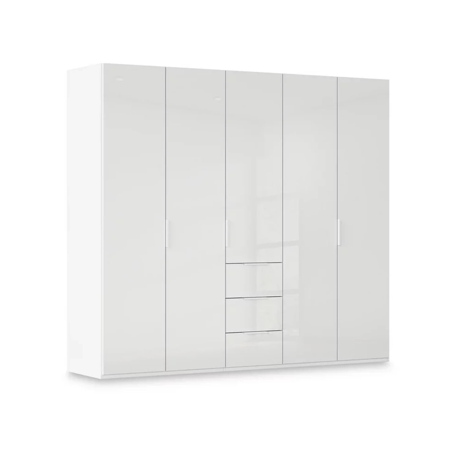 Rauch Haven 251cm 5 Door Combi Wardrobe with Glass Doors in Wite