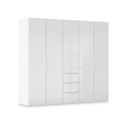 Rauch Haven 251cm 5 Door Combi Wardrobe with Glass Doors in Wite