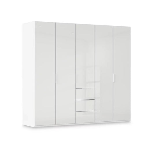 Rauch Haven 251cm 5 Door Combi Wardrobe with Glass Doors in Wite
