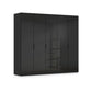Rauch Haven 251cm 5 Door Combi Wardrobe with Glass Doors in Black