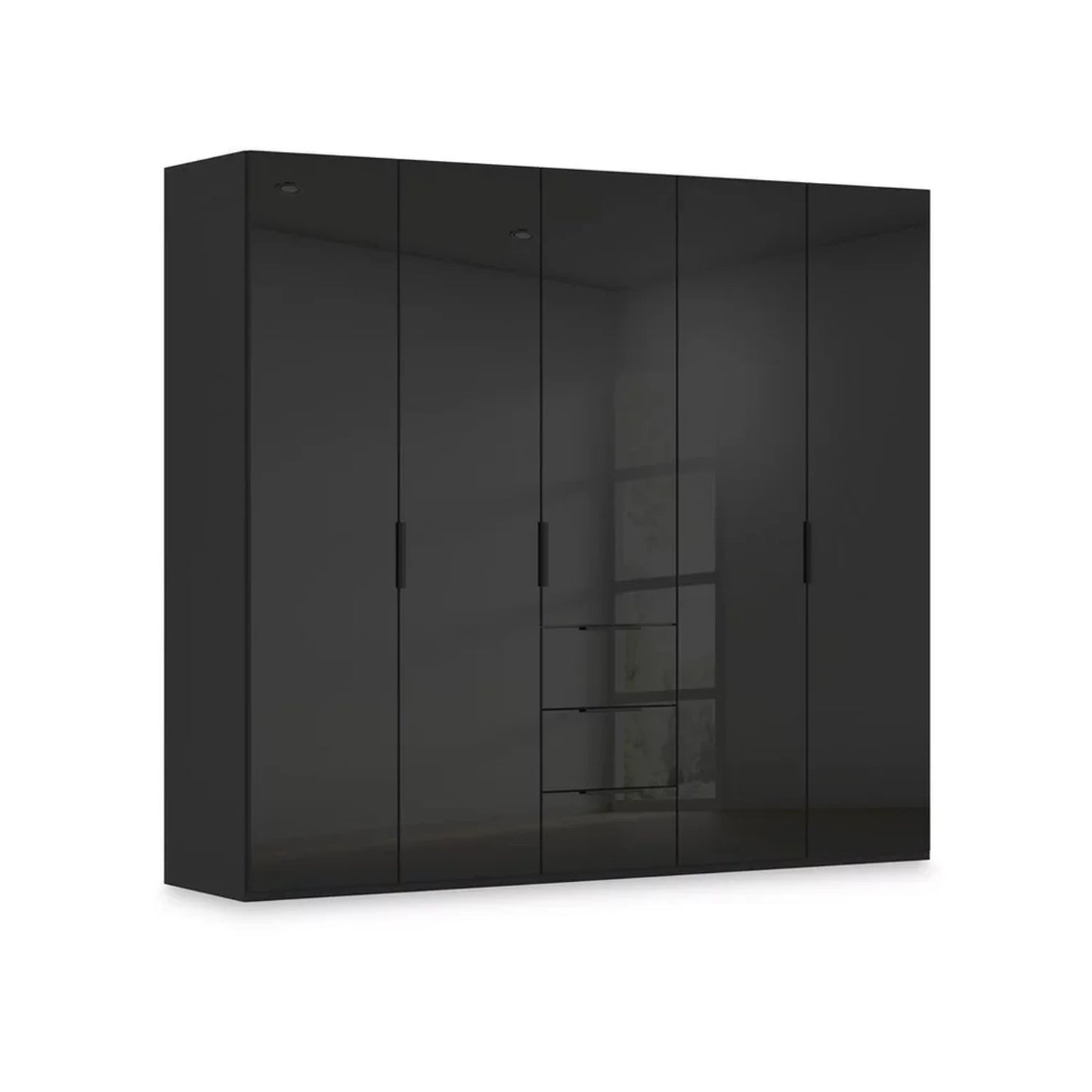 Rauch Haven 251cm 5 Door Combi Wardrobe with Glass Doors in Black
