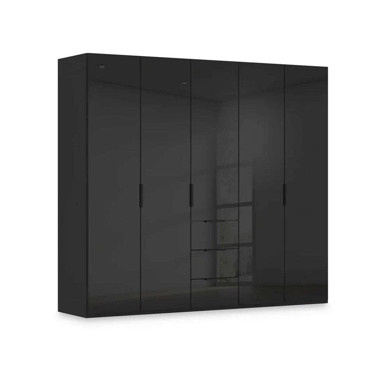 Rauch Haven 251cm 5 Door Combi Wardrobe with Glass Doors in Black