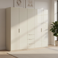Rauch Heaven 250cm 5 Door Combi Wardrobe with Glass Doors in Champagne styled in a modern bedroom