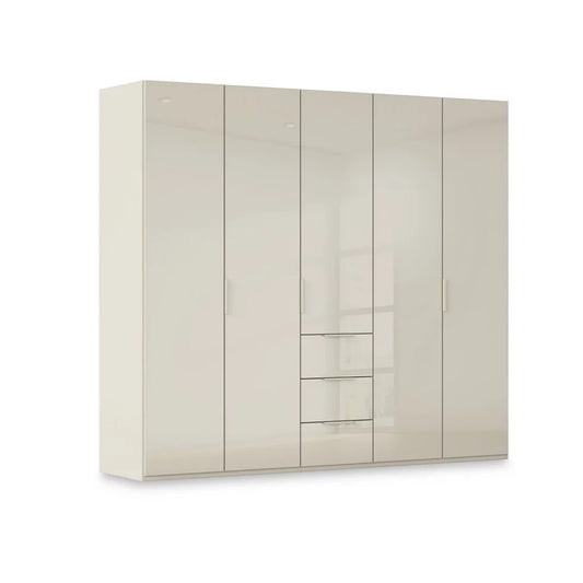 Rauch Haven 251cm 5 Door Combi Wardrobe with Glass Doors in Champagne