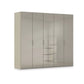 Rauch Haven 251cm 5 Door Combi Wardrobe with Glass Doors in Fango