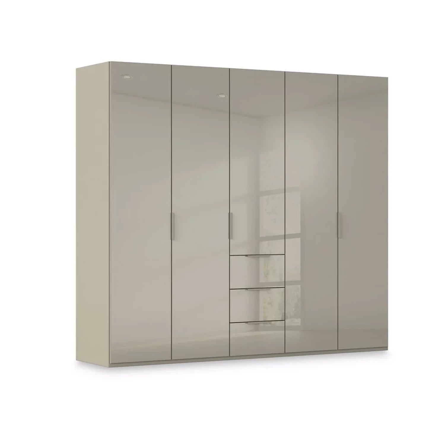 Rauch Haven 251cm 5 Door Combi Wardrobe with Glass Doors in Fango