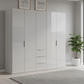 Rauch Heaven 250cm 5 Door Combi Wardrobe with Glass Doors in Silk Grey styled in a modern bedroom