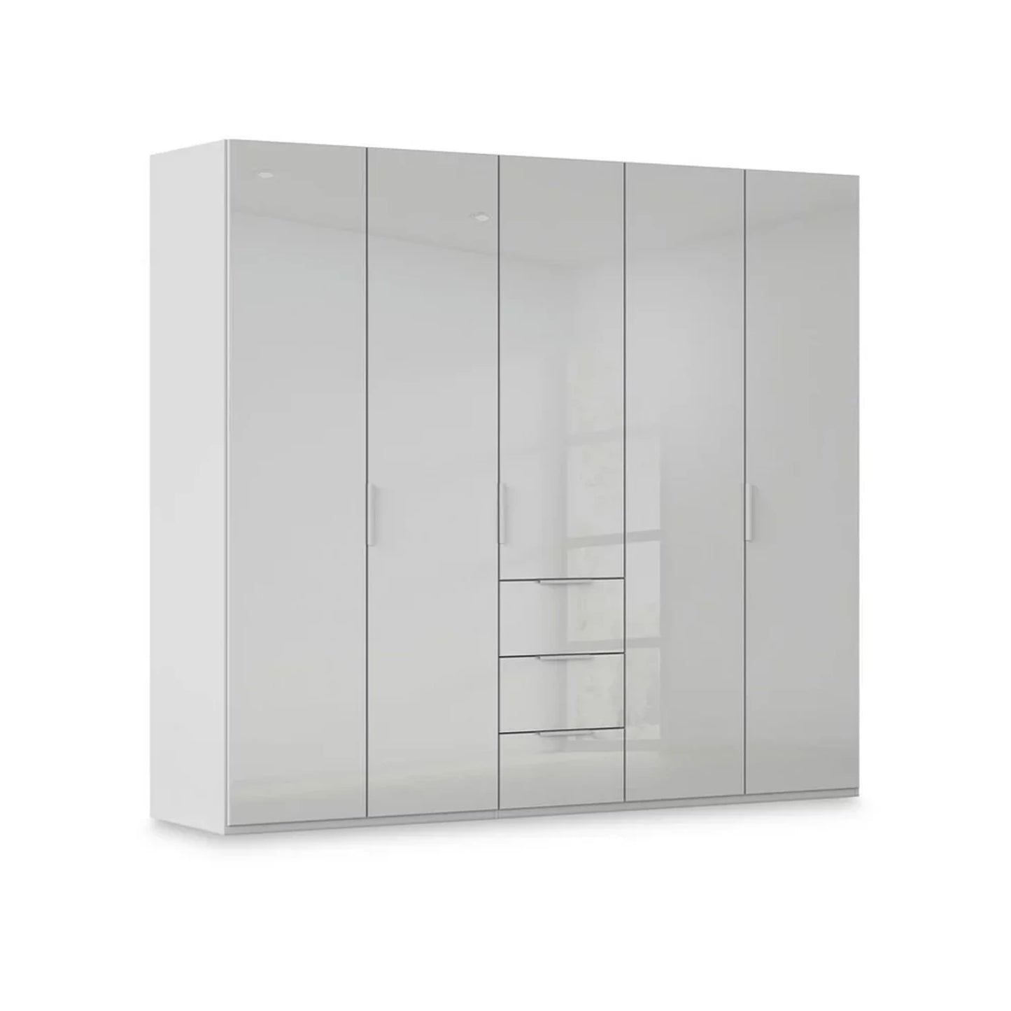 Rauch Haven 251cm 5 Door Combi Wardrobe with Glass Doors in Silk Grey