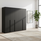 Rauch Heaven 251cm 5 Door Hinged Wardrobe with Décor Doors in black styled in a modern bedroom
