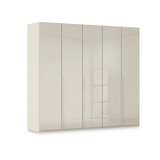 Rauch Haven 251cm 5 Door Hinged Wardrobe with Glass Doors in Champagne