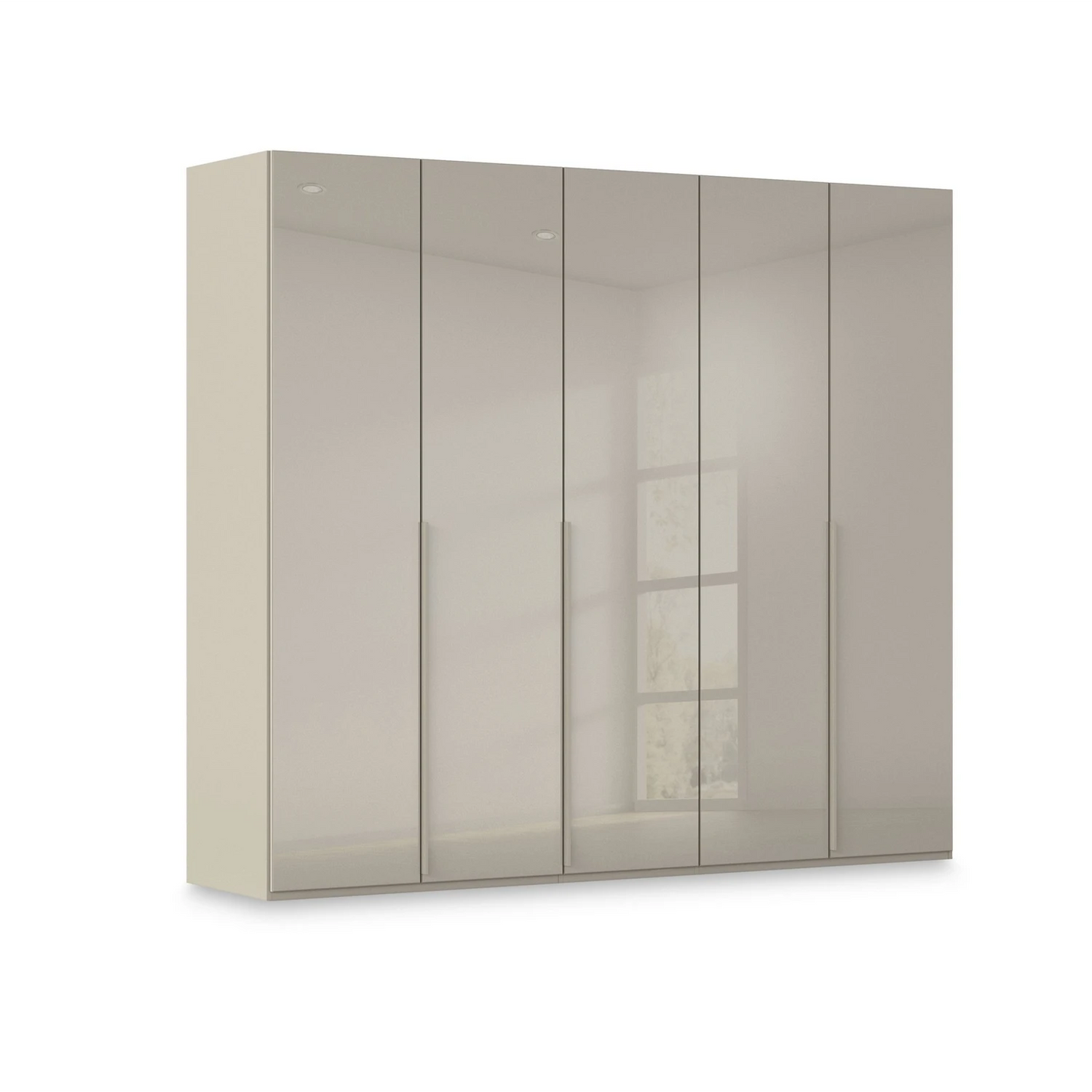 Rauch Haven 251cm 5 Door Hinged Wardrobe with Glass Doors in Fango
