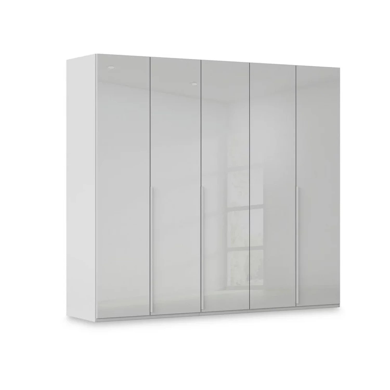 Rauch Haven 251cm 5 Door Hinged Wardrobe with Glass Doors in Silk Grey