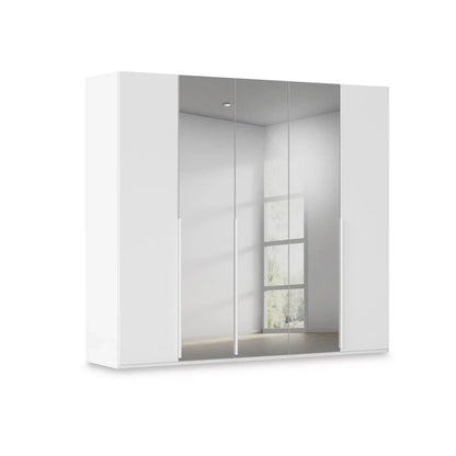 Rauch Haven 5 Door Hinged Wardrobe with 2 Glass Doors and 3 Mirror Doors in White