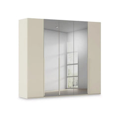 Rauch Haven 5 Door Hinged Wardrobe with 2 Glass Doors and 3 Mirror Doors in Champagne