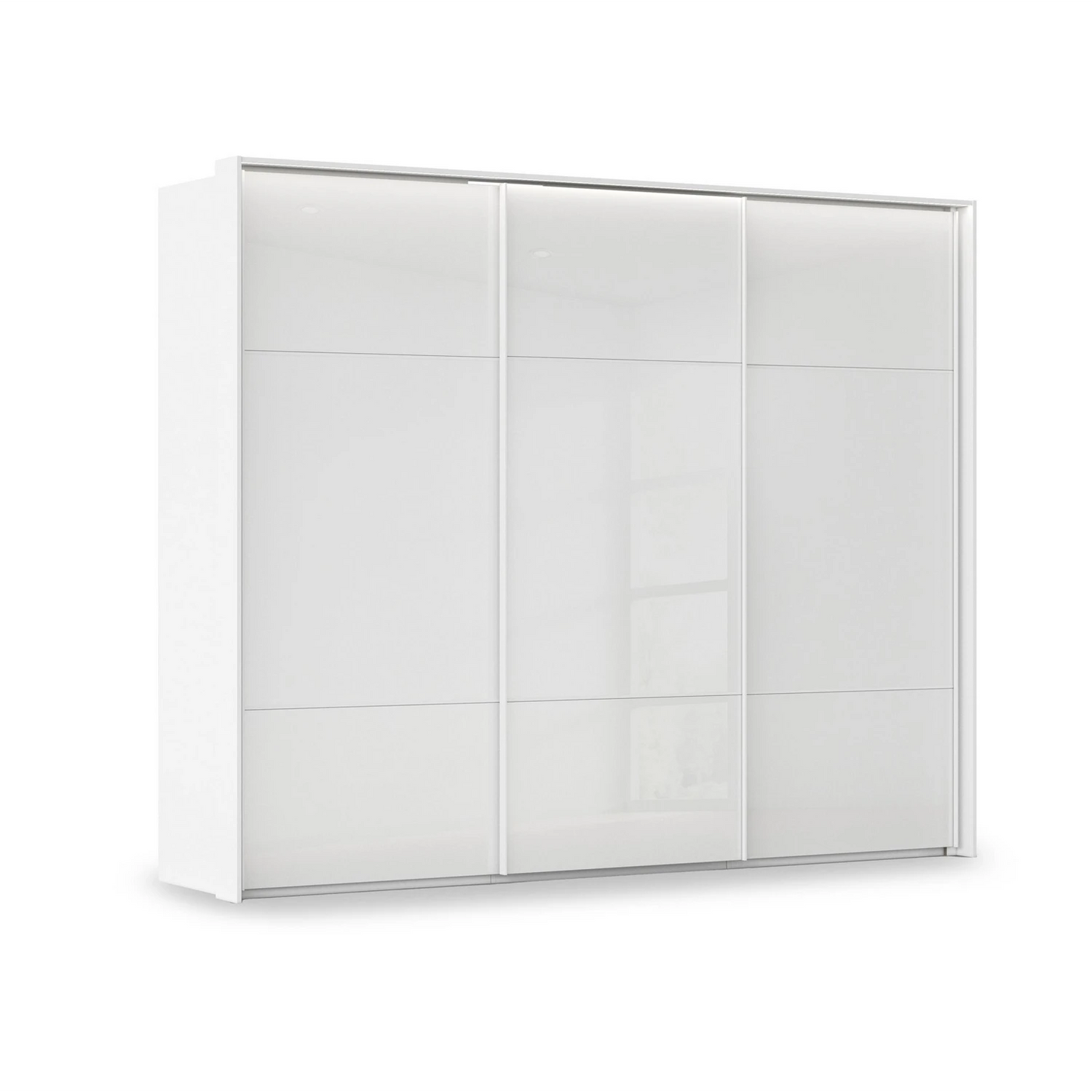 Rauch Haven 3 Door Slider Wardrobe with Glass Doors & Lights in White