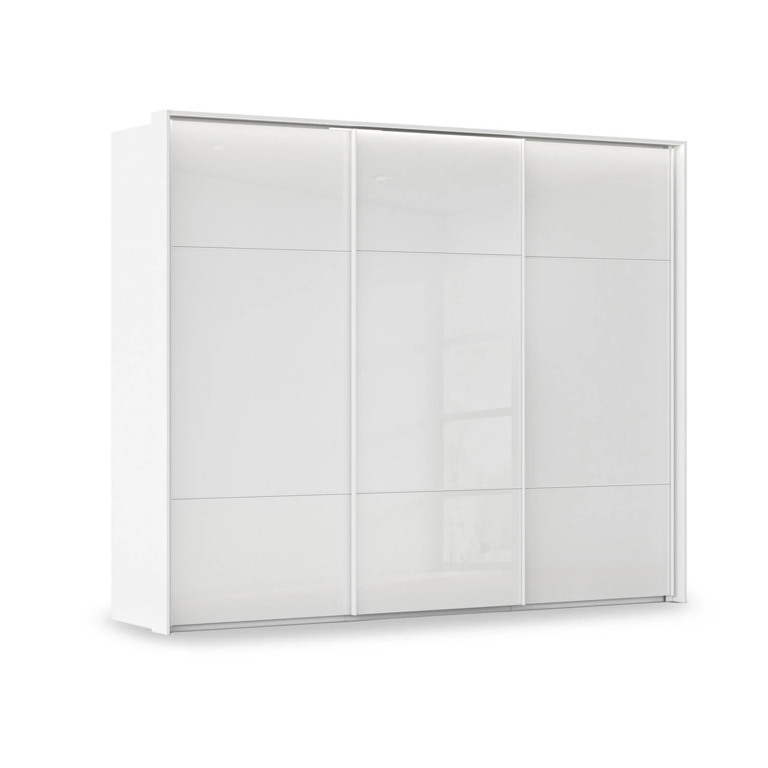 Rauch Haven 3 Door Slider Wardrobe with Glass Doors & Lights in White
